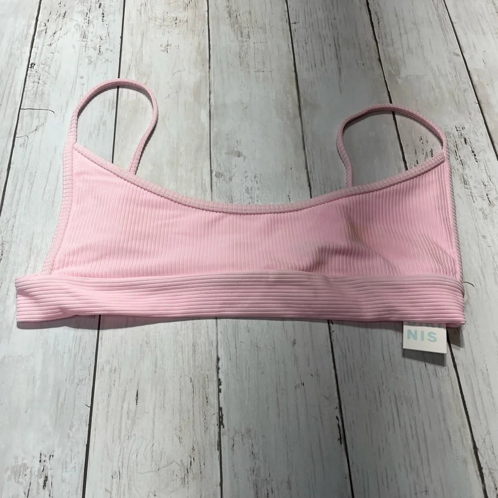 Gavin Ribbed Scoop Bikini Top in Love Pink by FRANKIES BIKINIS - Picture 4 of 6